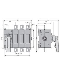 Rozłącznik izolacyjny GL0200C1, 3P, bez pokrętła, 200A (Ith/AC21A), 200A (Ie/AC22A i AC23A)