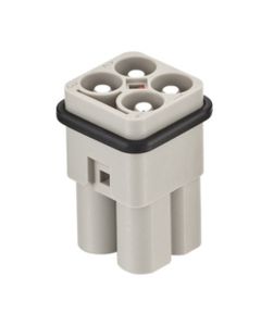 Wkład rozm. 3A, Han Q męski, 4+PE, 40A 400V, do pinów zaciskanych, 1.5-10 mm2  (Han Q4/0 -M- Crimp)