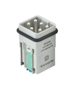 Wkład rozm. 3A, Han Q męski, 5+PE, 16A 230/400V, zaciski Quick Lock, 0.5-2.5 mm2, suwak niebieski  (Han Q5/0 Male QL)