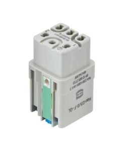 Wkład rozm. 3A, Han Q żeński, 5+PE, 16A 230/400V, zaciski Quick Lock, 0.5-2.5 mm2, suwak niebieski  (Han Q5/0 Female QL)...