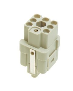 Wkład rozm. 3A, Han Q żeński, 7+PE, 10A 400V, do pinów zaciskanych, 0.14-2.5 mm2  (Han Q 7/0-F)