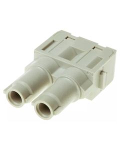 Han-Modular, moduł Han E, żeński, 2-pin, 70A 1000V, zaciski osiowe śrubowe, 14-22 mm2  (Han 70A axial module, female 14-...