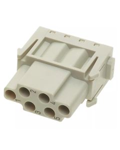 Han-Modular, moduł Han E, żeński, 6-pin, 16A 500V, do pinów zaciskanych, 0.14-4 mm2  (Han 6 Mod Bu-c 16A)