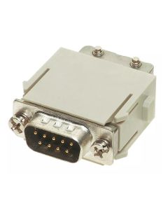 Han-Modular, moduł Han D-Sub, męski, 9-pin + ekran, 5A 50V, do pinów zaciskanych D-Sub, 0.09-0.52 mm2  (D-Sub moduł zaci...