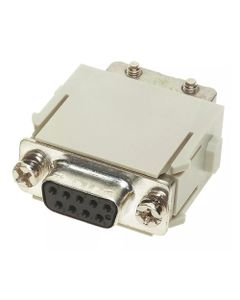 Han-Modular, moduł Han D-Sub, żeński, 9-pin + ekran, 5A 50V, do pinów zaciskanych D-Sub, 0.09-0.52 mm2  (D-Sub moduł zac...