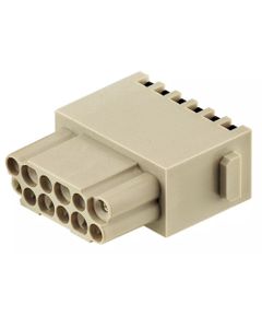 Han-Modular, moduł Han DD, żeński, 12-pin, 10A 250V, zaciski Quick Lock, 0.25-1.5 mm2  (Han 12Mod-F-QL)