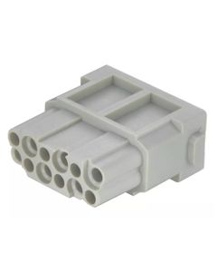 Han-Modular, moduł Han DD, żeński, 12-pin, 10A 250V, do pinów zaciskanych, 0.14-2.5 mm2  (Han DD module, crimp female)...