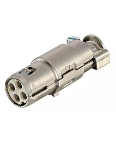 Han-Modular, wkład Han-Quintax, żeński, 4-pin + ekran, 10A 50V, do pinów zaciskanych Han D, 0.14-2.5 mm2  (Han 4 Quintax...