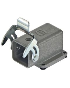Obudowa złącza rozm. 3A, Han 3A Housing Angled, metal, przelotowa kątowa, z klamrą, mocowanie na 4 śruby, kwadratowy koł...