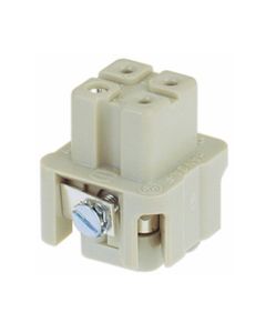 Wkład rozm. 3A, Han A żeński, 3+PE, 10A 230/400V, zaciski śrubowe, 0.75-1.5 mm2  (Han 3A-BU-S)