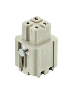 Wkład rozm. 3A, Han A żeński, 3+PE, 10A 230/400V, zaciski Quick Lock, 0.25-1.5 mm2  (Han 3A-F-QL 1,5mm2)