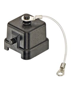 Pokrywa ochronna rozm. 3A, Han 3A-AK, czarny plastik, dla obudów przelotowych, z linką mocującą, z uszczelką, do zamonto...