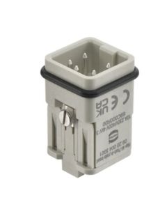 Wkład rozm. 3A, Han A męski, 4+PE, 10A 230/400V, zaciski Push-in, 0.5-2.5 mm2  (Han 4A Push-In, male insert)