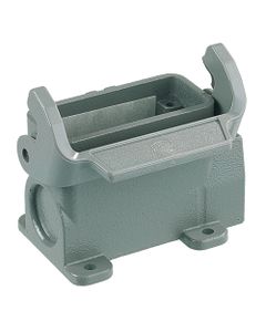 Obudowa złącza rozm. 10A, Han 10 A-asg1-LB-16, metal, cokołowa, wyjście boczne 1 x PG16, z klamrą, rygiel pojedynczy, ni...