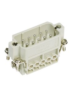 Wkład rozm. 10A, Han A męski, 10+PE, 16A 250V, zaciski śrubowe, z ochroną przewodu, 0.75-2.5 mm2  (Han A 10 Pos. M Inser...