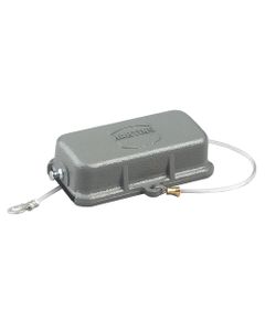 Pokrywa ochronna rozm. 10A, Han 10A/15EMV-AK, metal, dla obudowy gniazd przelotowych i kabel-kabel, z linką mocującą, bo...