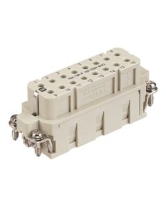 Wkład rozm. 16A, Han A żeński, 16+PE, 16A 250V, do pinów zaciskanych, 0.14-4 mm2  (Han 16A-BU-C)