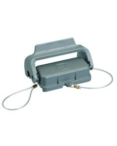 Pokrywa ochronna rozm. 16A, Han 16A, metal, dla obudów wtyczek, z klamrą i linką mocującą, rygiel pojedynczy