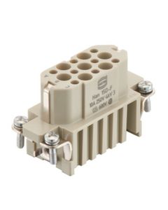 Wkład rozm. 10A, Han D żeński, 15+PE, 10A 250V, do pinów zaciskanych, 0.14-2.5 mm2  (Han 15D-BU-C)
