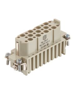 Wkład rozm. 16A, Han D żeński, 25+PE, 10A 250V, do pinów zaciskanych, 0.14-2.5 mm2  (Han 25D-BU-C)