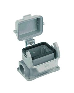 Obudowa złącza rozm. 6B, Han 6 B-asg1-LB-K-16, cokołowa, wyjście boczne 1 x PG16, z klamrą i pokrywą z tworzywa, rygiel ...