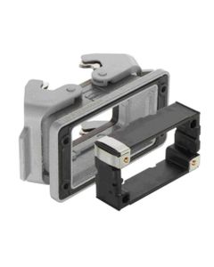 Obudowa złącza rozm. 10B, Han 10B-HBM-Rear Fit-DL, przelotowa, montaż z tyłu, niska konstrukcja, z 2 klamrami i ramką mo...