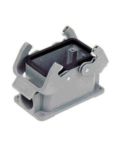 Obudowa złącza rozm. 10B, Han 10B-asg1-QB-16, cokołowa, wyjście boczne 1 x PG16, z 2 klamrami, rygiel podwójny, niska ko...