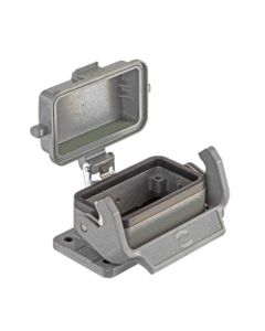 Obudowa złącza rozm. 10B, Han 10B-HBM-SL Snap Cap, przelotowa, prosta, z klamrą, z samozamykającą się pokrywą, rygiel po...