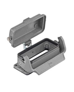 Obudowa złącza rozm. 16B, Han 16B-agg-LB-K (pokrywa Al), przelotowa, prosta, z klamrą, z metalową pokrywą, rygiel pojedy...