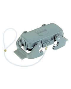 Pokrywa ochronna rozm. 16B, Han 16B-AK-QB-uszczelnienie, metal, z 2 klamrami, z linką mocującą, rygiel podwójny