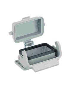 Obudowa złącza rozm. 24B, Han 24 B-agg-LB-K, przelotowa, prosta, z klamrą, z pokrywą z tworzywa, rygiel pojedynczy, nisk...