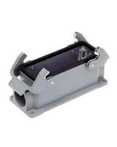 Obudowa złącza rozm. 24B, Han 24B-asg1-QB-21, cokołowa, wyjście boczne 1 x PG21, niska konstrukcja, z 2 klamrami