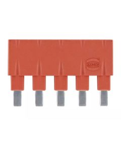Mostek wtykowy Han ES Pres 1x5, wzdłużny, czerwony, 16A, 500V, tylko z obud. wys. konstrukcji