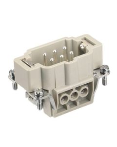 Wkład rozm. 6B, Han E męski, 6+PE, 16A 500V, zaciski śrubowe, 0.75-2.5 mm2  (Han 6E-sti-s)