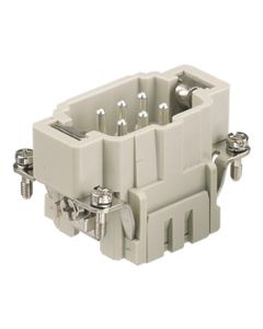 Wkład rozm. 6B, Han ES męski, 6+PE, 16A 500V, zaciski sprężynowe, 0.14-2.5 mm2  (Han 6 ES-M)