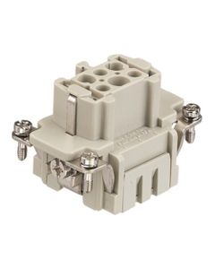 Wkład rozm. 6B, Han ES żeński, 6+PE, 16A 500V, zaciski sprężynowe, 0.14-2.5 mm2  (Han 6 ES-F)