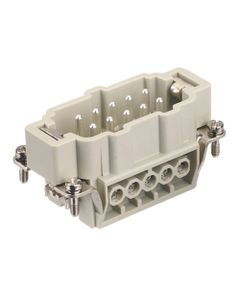 Wkład rozm. 10B, Han E męski, 10+PE, 16A 500V, zaciski śrubowe, 0.75-2.5 mm2  (Han 10E-sti-s)