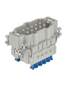 Wkład rozm. 10B, Han ES-Press męski, 10+PE, 16A 500V, zaciski klatkowe ES Press, 0.14-2.5 mm2, do wys. obudów  (Han 10ES...