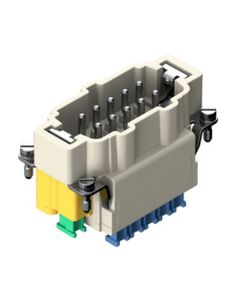 Wkład rozm. 10B, Han ES-Press męski, 10+PE, 16A 500V, zaciski klatkowe ES Press + PE Press, 0.14-2.5 mm2, do wys. obudów...