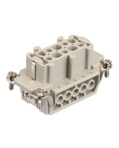 Wkład rozm. 10B, Han E żeński, 10+PE, 16A 500V, zaciski śrubowe, 0.75-2.5 mm2  (Han 10E-bu-s)