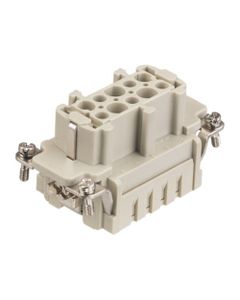 Wkład rozm. 10B, Han E żeński, 10+PE, 16A 500V, do pinów zaciskanych, 0.14-4 mm2  (Han 10 E-bu-c)