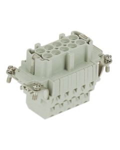 Wkład rozm. 10B, Han ESS żeński, 10+PE, 16A 500V, zaciski sprężynowe (podwójne), 0.14-2.5 mm2, do wys. obudów  (Han 10 E...