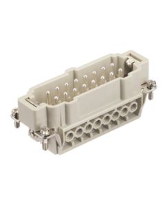 Wkład rozm. 16B, Han E męski, 16+PE, 16A 500V, zaciski śrubowe, 0.75-2.5 mm2  (złącze męskie Han 16E-sti-s)