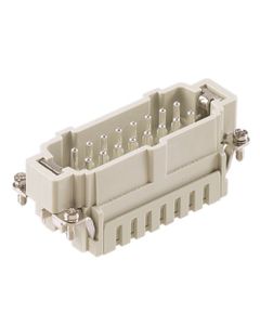 Wkład rozm. 16B, Han ES męski, 16+PE, 16A 500V, zaciski sprężynowe, 0.14-2.5 mm2  (Han 16 ES-M)