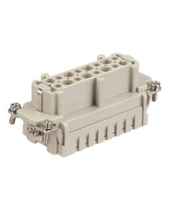 Wkład rozm. 16B, Han E żeński, 16+PE, 16A 500V, do pinów zaciskanych, 0.14-4 mm2  (Han 16 E-bu-c)