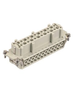 Wkład rozm. 24B, Han E żeński, 24+PE, 16A 500V, zaciski śrubowe, 0.75-2.5 mm2  (złącze Han 24E-bu-s- żeńskie)