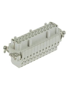 Wkład rozm. 24B, Han ES żeński, 24+PE, 16A 500V, zaciski sprężynowe (podwójne), 0.14-2.5 mm2, do wys. obudów  (Han 24 ES...