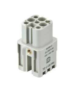 Wkład rozm. 3A, Han D żeński, 8 kontaktów, 10A 250V, zaciski Quick Lock, 0.25-1.5 mm2  (Han 8D-F Quick Lock 22 - 16 AWG)...
