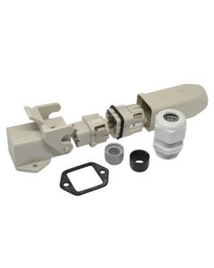 Złącze kompletne Han-KIT-4AWK, poł. śrubowe, rozm. 4A, 4+PE, 10A, obudowa plastik. panelowa kątowa/kablowa prosta M20...