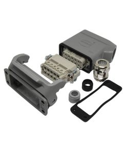 Złącze kompletne Han-KIT-10A, poł. śrubowe, rozm. 10A, 10+PE, 16A, obudowa metal. panelowa prosta/kablowa kątowa M20...